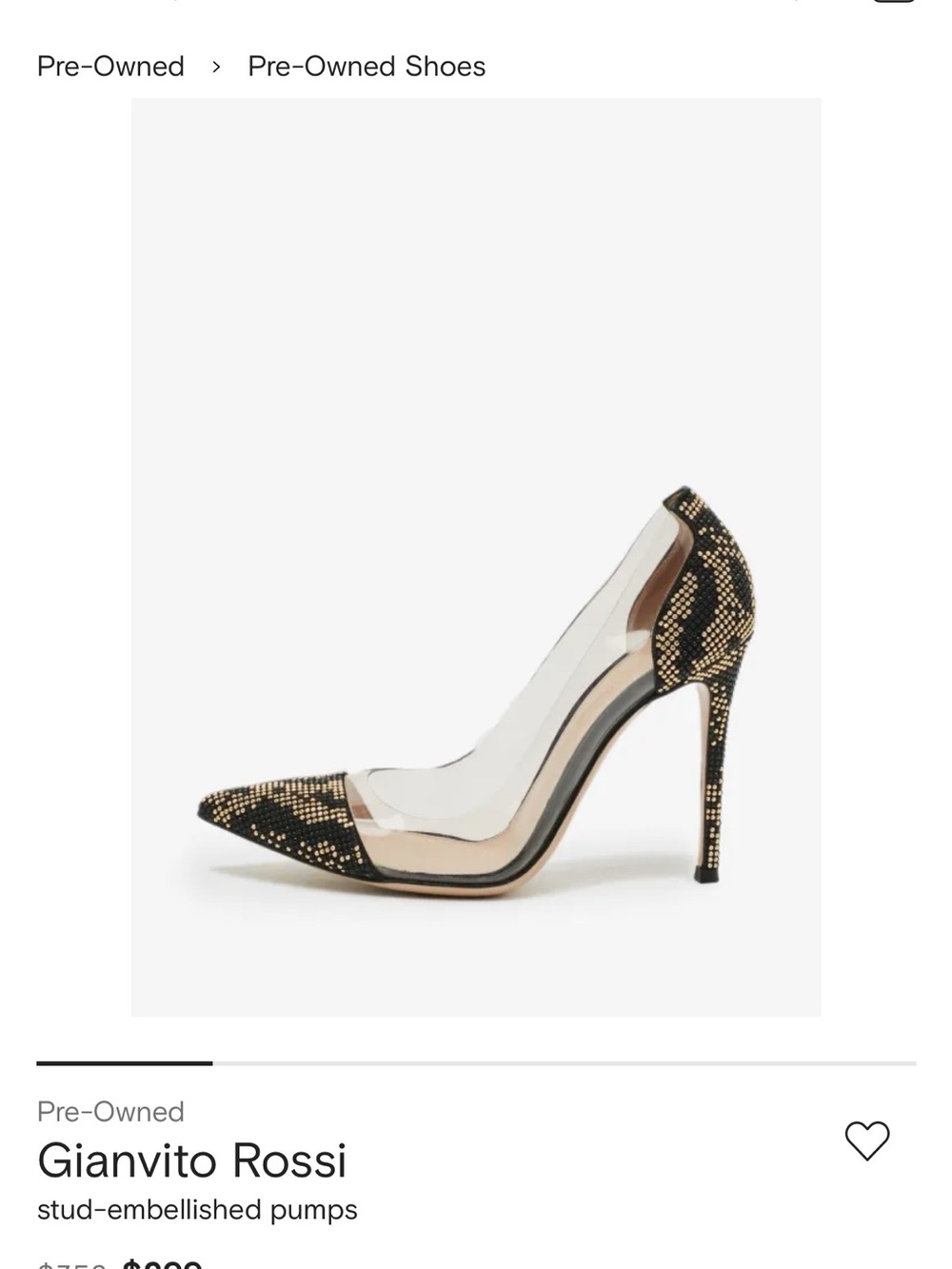 Gianvito Rossi Black & Gold Stud-Embellished Pointed-Toe Pumps, Sz 38.5